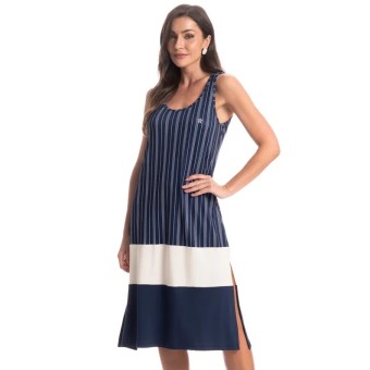 VESTIDO MIDI REGATA STRIPES MARINHO