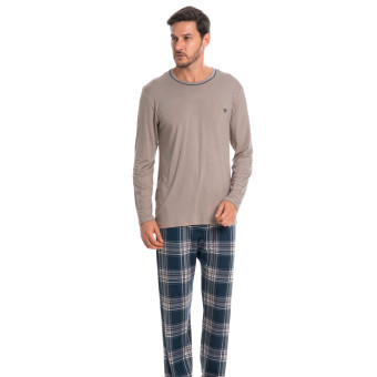 PIJAMA LONGO MASCULINO NIGHT CHESS MARINHO
