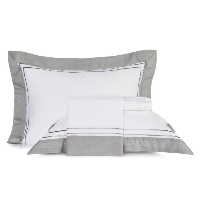 JG LENÇOL KING BORDADOS CETIM 300F ESSENTIAL CINZA