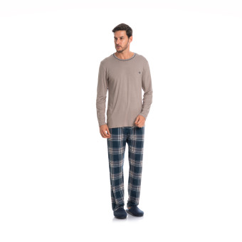 PIJAMA LONGO MASCULINO NIGHT CHESS MARINHO