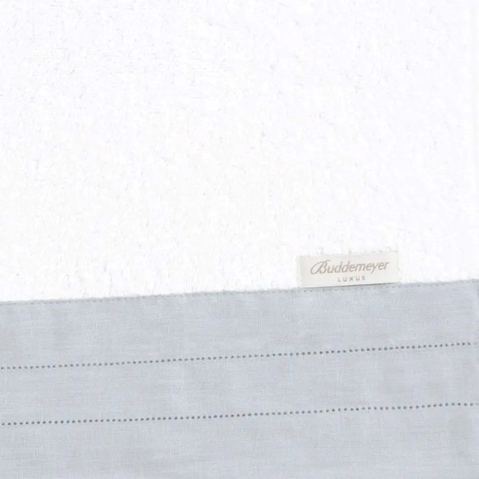 TOALHA LAVABO LINO BRANCO C/ APLICACAO PRATA
