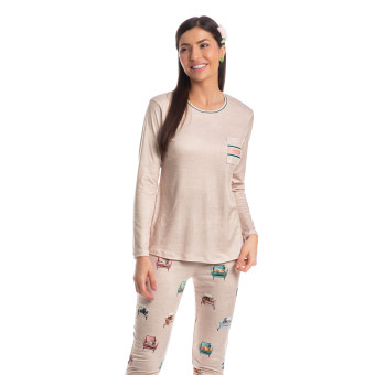 PIJAMA LEGGING CATS VERDE ESCURO