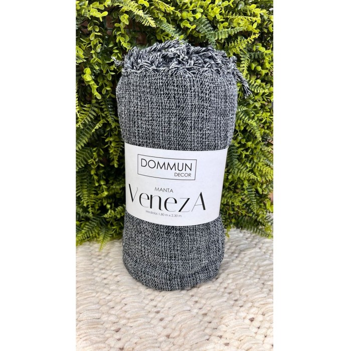 MANTA 180X230 VENEZA PRETO MESCLA