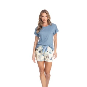PIJAMA CURTO POSTAIS AZUL CLARO