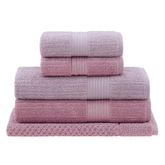 JG TOALHAS 5 PCS FIO PENTEADO CANELADO ROSA