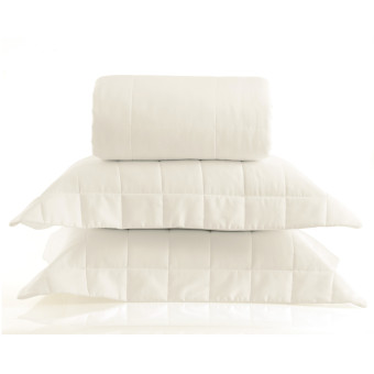 COLCHA KING SATINEE SQUARE OFF WHITE