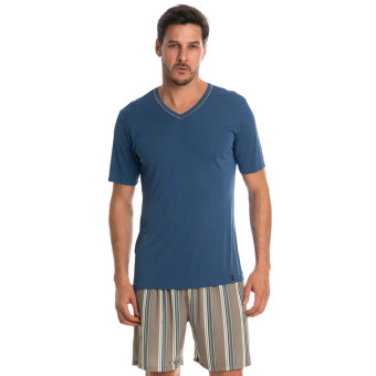 PIJAMA CURTO CLOVIS AZUL MEDIO