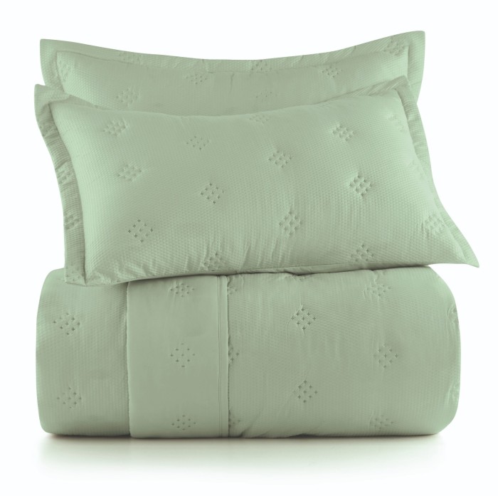 COLCHA QUEEN TOQUE ACETINADO ANARRUGA VERDE SAUGE