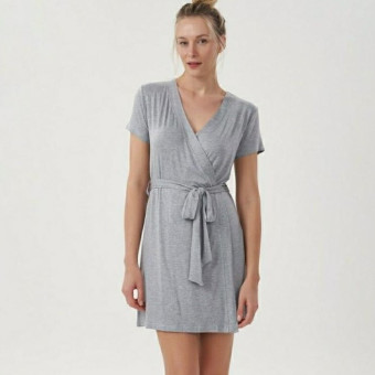 ROBE MANGA CURTA CINZA
