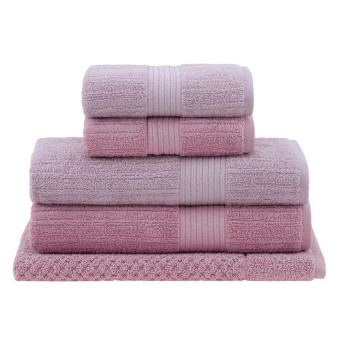 JG TOALHAS 5 PCS FIO PENTEADO CANELADO ROSA