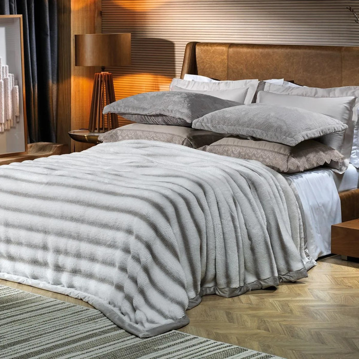 COBERTOR QUEEN 220X240 OCEAN CINZA NUVEM