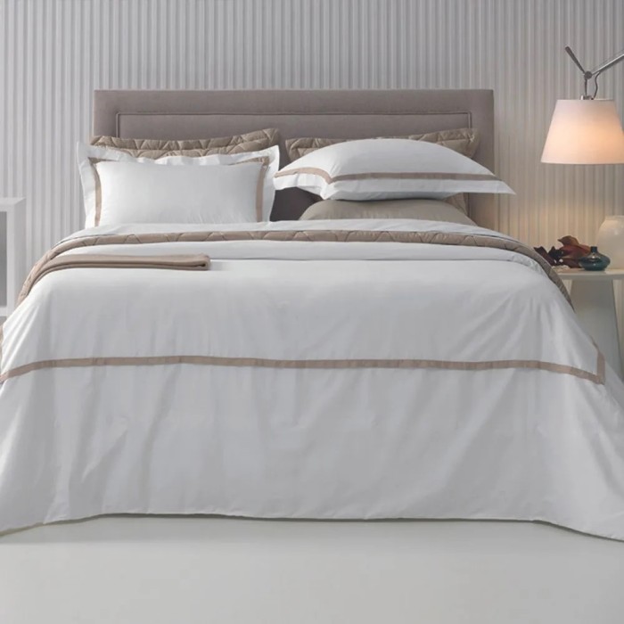 JG LENÇOL CASAL VERCELLI BRANCO/NOCCIOLA