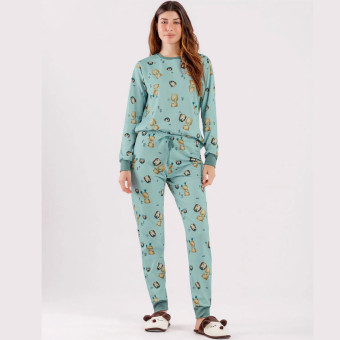 PIJAMA MOLETINHO URSO E PORCO-ESPINHO VERDE