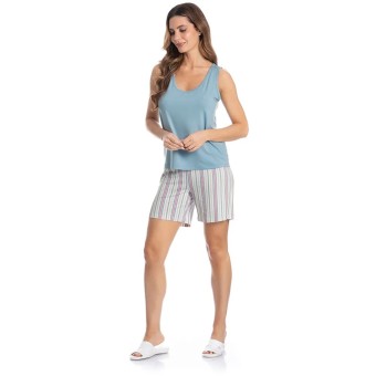 PIJAMA REGATA SHORTÃO MELISSA AZUL CLARO
