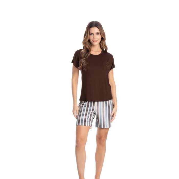 PIJAMA SHORTÃO LIA MARROM