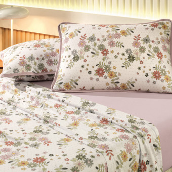 JG LENÇOL QUEEN MALHA FIO PENTEADO FLORIR