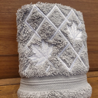 TOALHA LAVABO LOSANGOS E FOLHAS PLÁTAMO CINZA