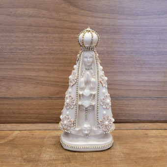 NOSSA SENHORA APARECIDA COM APLIQUE 20CM CAFE