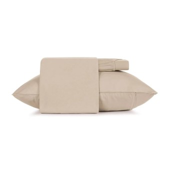 JG LENÇOL SOLTEIRO MALHA FIO PENTEADO BEGE MOCHA