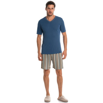 PIJAMA CURTO CLOVIS AZUL MEDIO