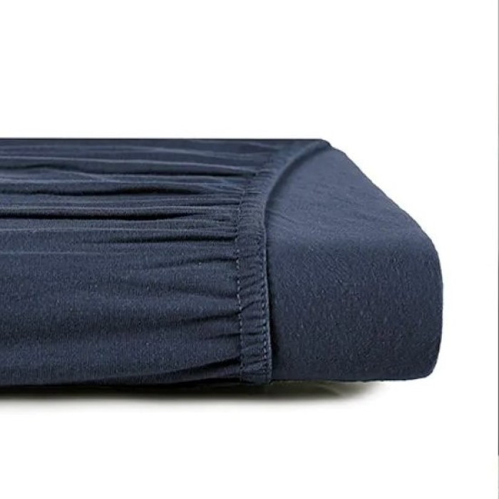 LENÇOL QUEEN MALHA FIO PENTEADO AZUL MINIMAL