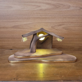 ESTÁBULO PARA PRESÉPIO 35X20X15 UMA HASTE MARROM