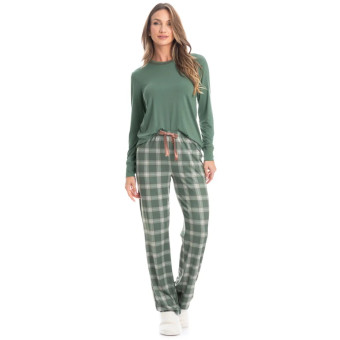 PIJAMA LONGO FEMININO ENJOY VERDE MÉDIO