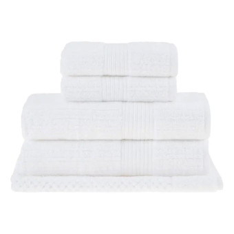 JG TOALHAS 5 PCS FIO PENTEADO CANELADO BRANCO