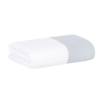 TOALHA ROSTO LINO BRANCO C/ APLICACAO PRATA