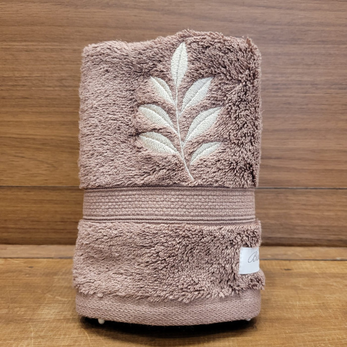 TOALHA LAVABO RAMOS DE FOLHAS BEGE MARROM