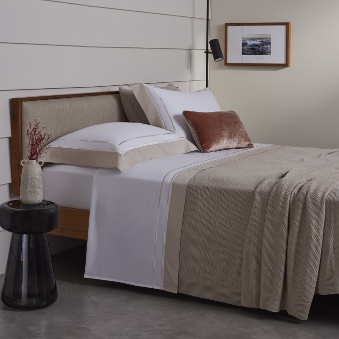 JG LENÇOL QUEEN SAVILE BRANCO/BEGE DUNA