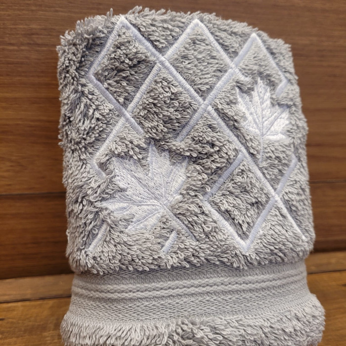 TOALHA LAVABO LOSANGOS E FOLHAS PLÁTAMO CINZA