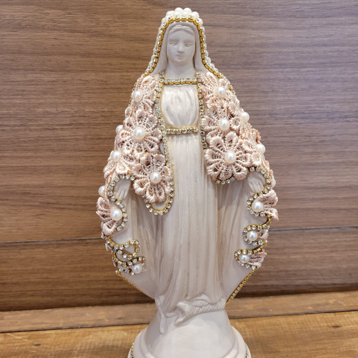 NOSSA SENHORA DAS GRACAS MANTO APLIQUE 20CM CAFE