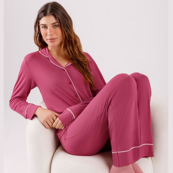 PIJAMA AMERICANO VISCO COMFY ROSA