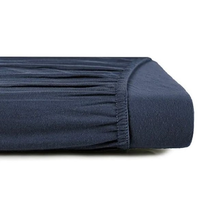 LENÇOL SOLTEIRO MALHA FIO PENTEADO AZUL MINIMAL