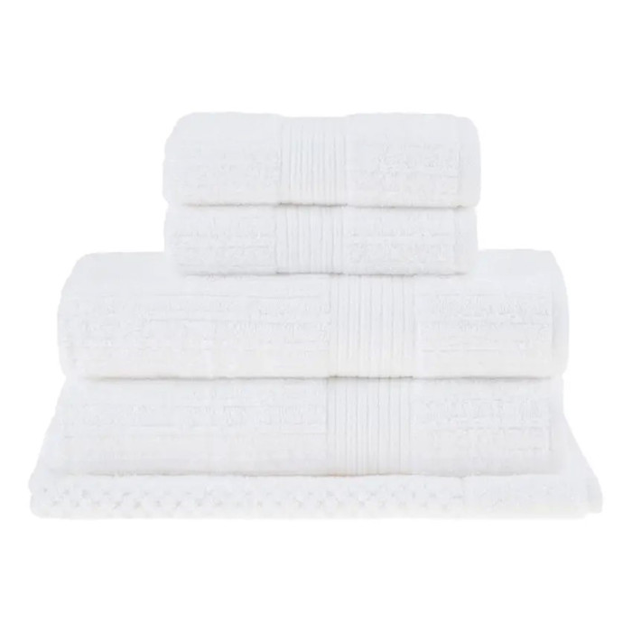 JG TOALHAS 5 PCS FIO PENTEADO CANELADO BRANCO