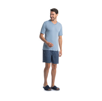 PIJAMA CURTO CLOVIS AZUL CLARO