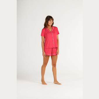 SHORT DOLL MANGA CURTA COM ABERTURA AMERICANO PINK