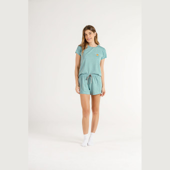 SHORT DOLL MANGA CURTA PEACH LISTRADO VERDE