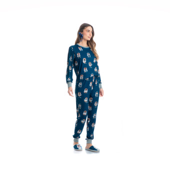 PIJAMA LONGO LYLA SKI AZUL MEDIO
