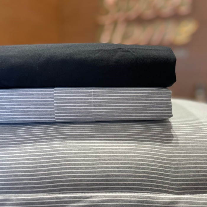 JG LENÇOL QUEEN TOQUE ACETINADO STRIPE CINZA