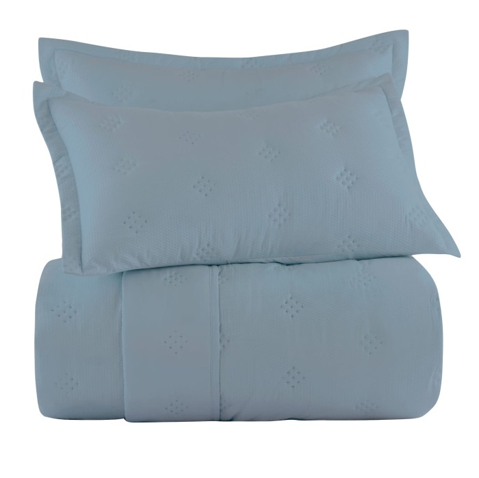 COLCHA QUEEN TOQUE ACETINADO ANARRUGA AZUL CHICORI