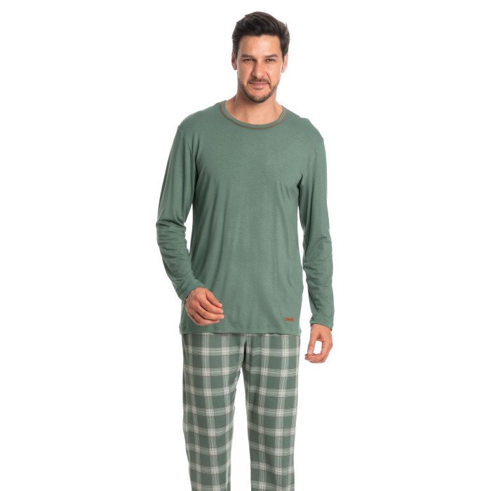 PIJAMA LONGO MASCULINO ENJOY VERDE MÉDIO
