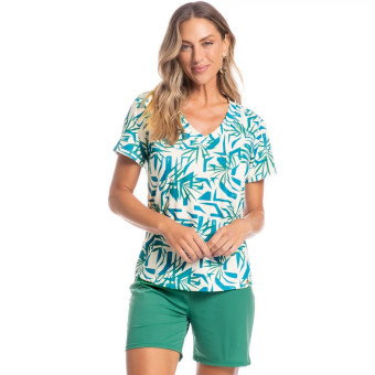 PIJAMA SHORTAO INES VERDE ESCURO