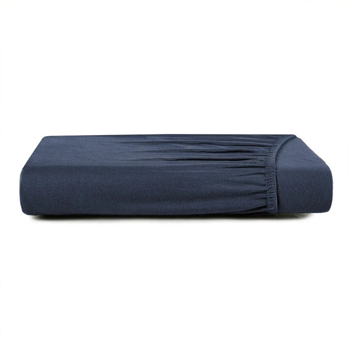 LENÇOL KING MALHA FIO PENTEADO AZUL MINIMAL