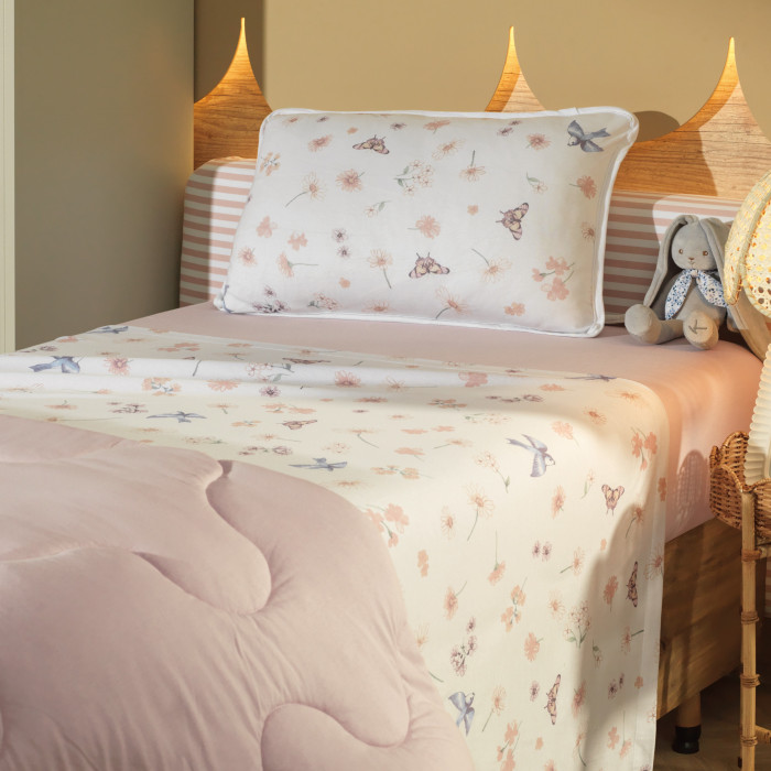 JG LENÇOL SOLTEIRO MUNDO KIDS MALHA JARDIM MÁGICO