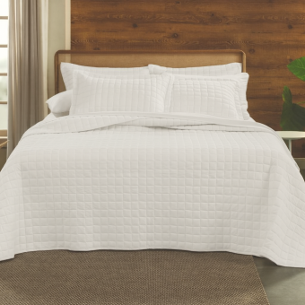 COLCHA KING MALHA FIO PENTEADO BRANCO