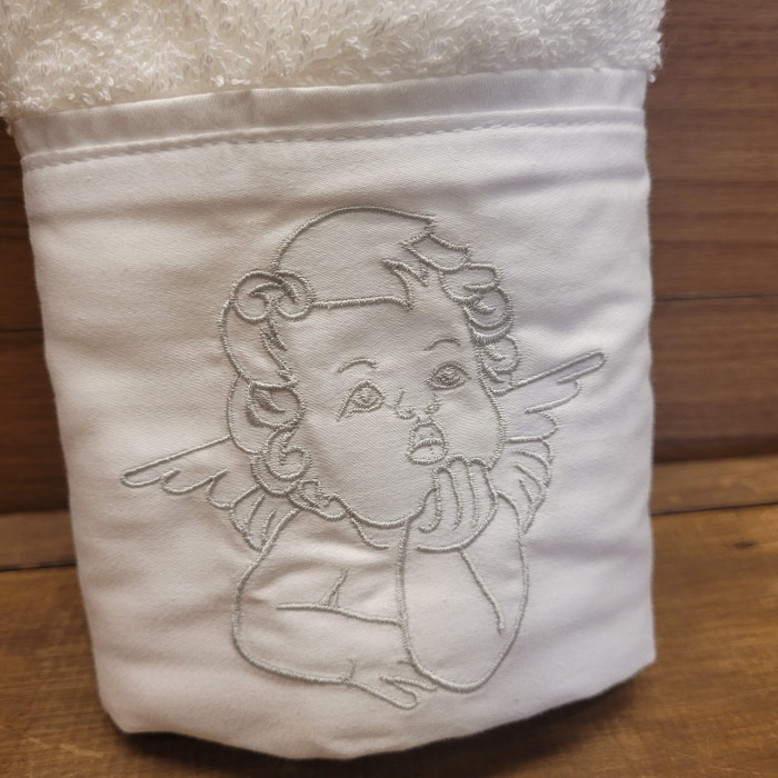 TOALHA LAVABO ANJO PRATEADO BRANCO