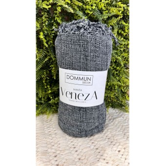 MANTA 180X230 VENEZA PRETO MESCLA