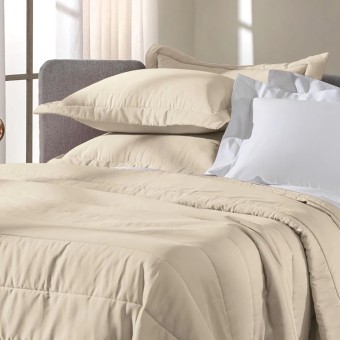 PORTA TRAVESSEIRO 50X70 CETIM 300 FIOS BEGE DELAVÉ